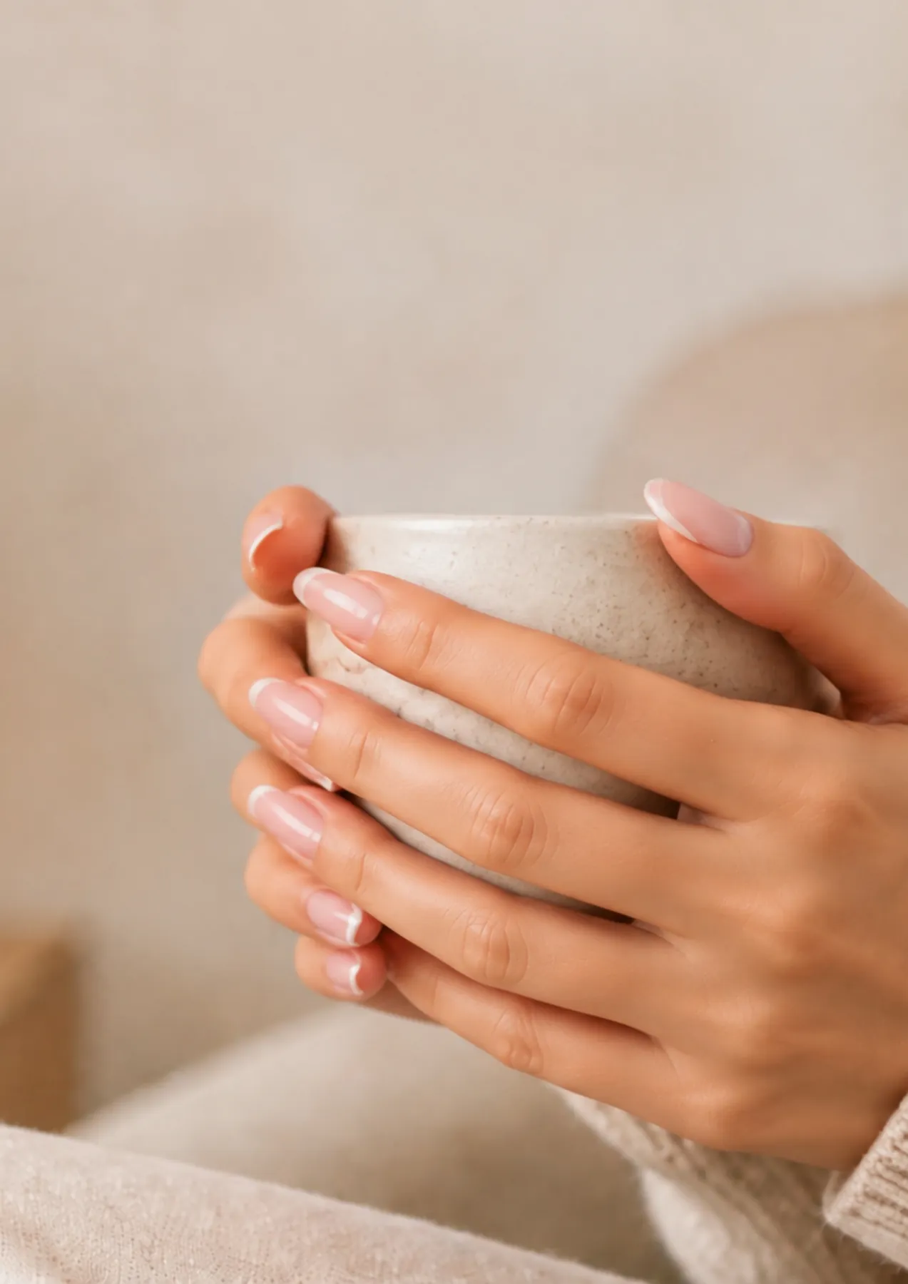 Manos sosteniendo una taza caliente